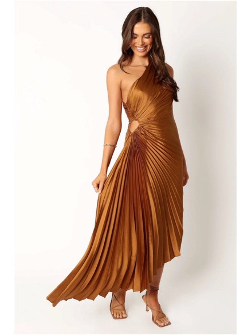 NWT Petal & Pup Kleo One Shoulder Maxi Dress in Golden Ochre, Sz. M